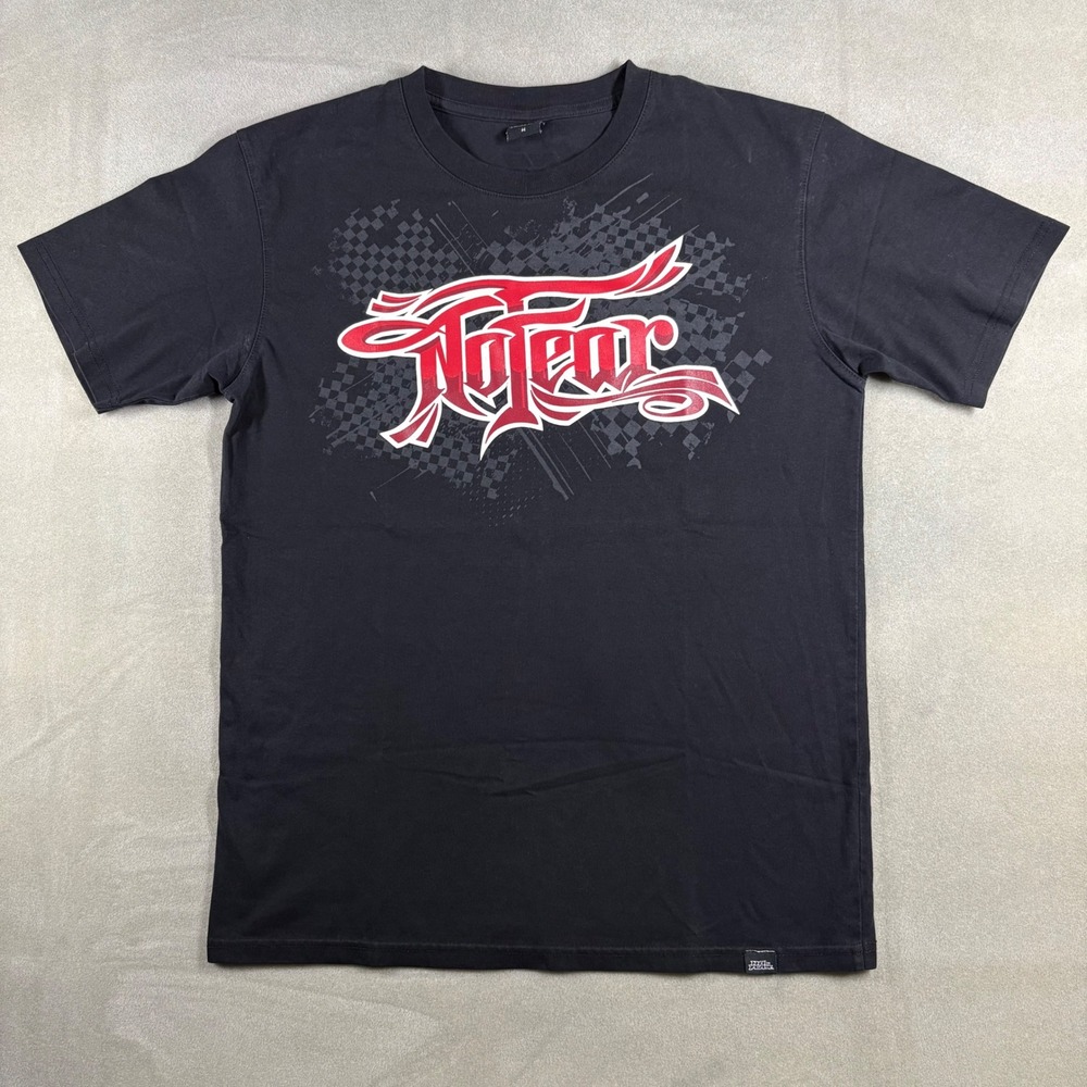 No Fear Mens Graphic T-Shirt Black Red White Logo Skate Streetwear Size M